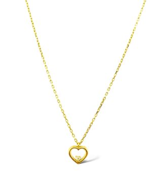 Colgante Corazón con Brillantes, Oro Amarillo 1,9 gr