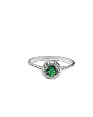 Anillo cubic Verde, Plata 925 línea Clásica
