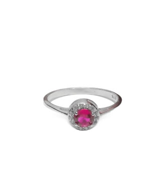 Anillo cubic rosa, Plata 925 línea Clásica