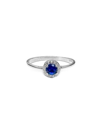 Anillo Cubic Azul, Plata 925 línea Clásica